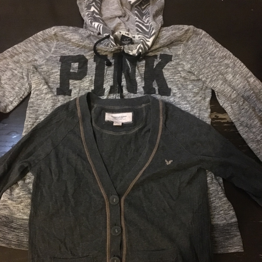 Bundle of PINK hoodie&American Eagle Cardigan M